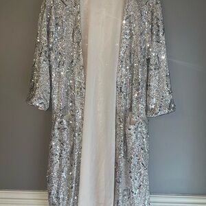 Skies Are Blue Sparkling Geometric Sequin Cardigan